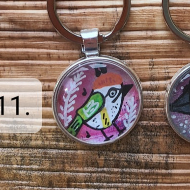 illustration of Firecrest bird on key ring