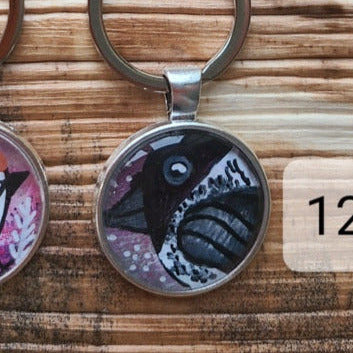 illustration of Hooded Crow on key ring