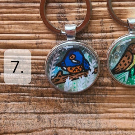 illustration of kingfisher on key ring