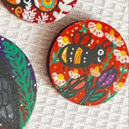 Bee with Red Background