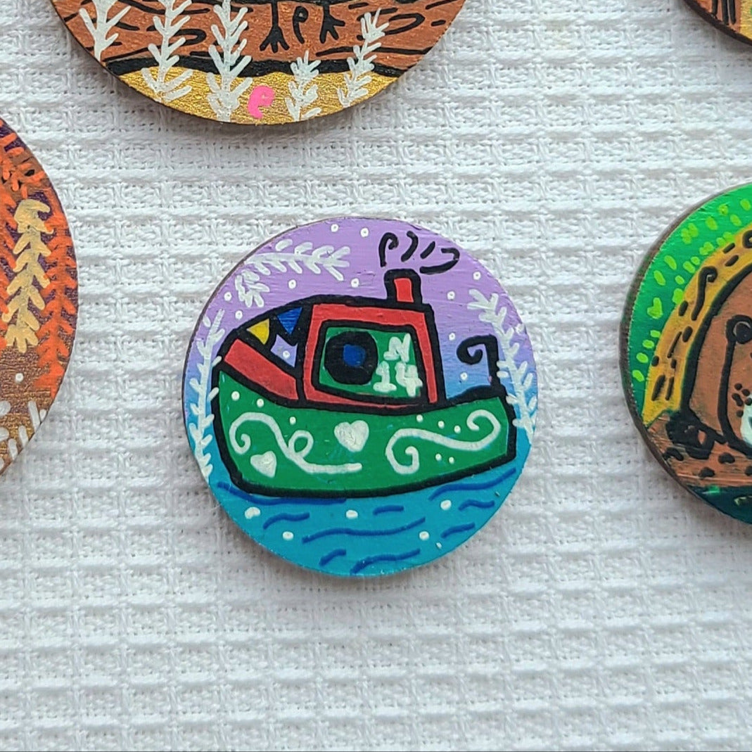 illustration of boat on needle minder