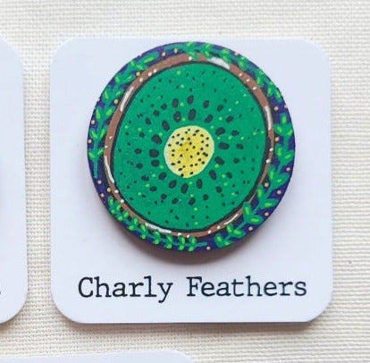 illustration of kiwi on large needle minder