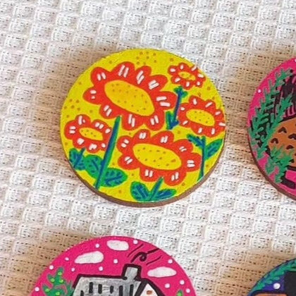 flowers with red petals and yellow background